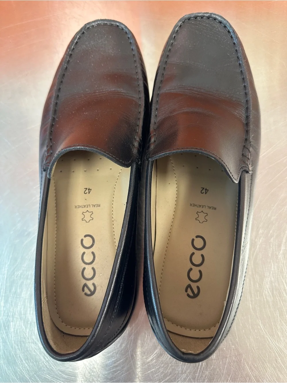 ECCO Men's Classic Moc 2.0 Black Leather Slip-On Loafers Size 42 US 8-8.5